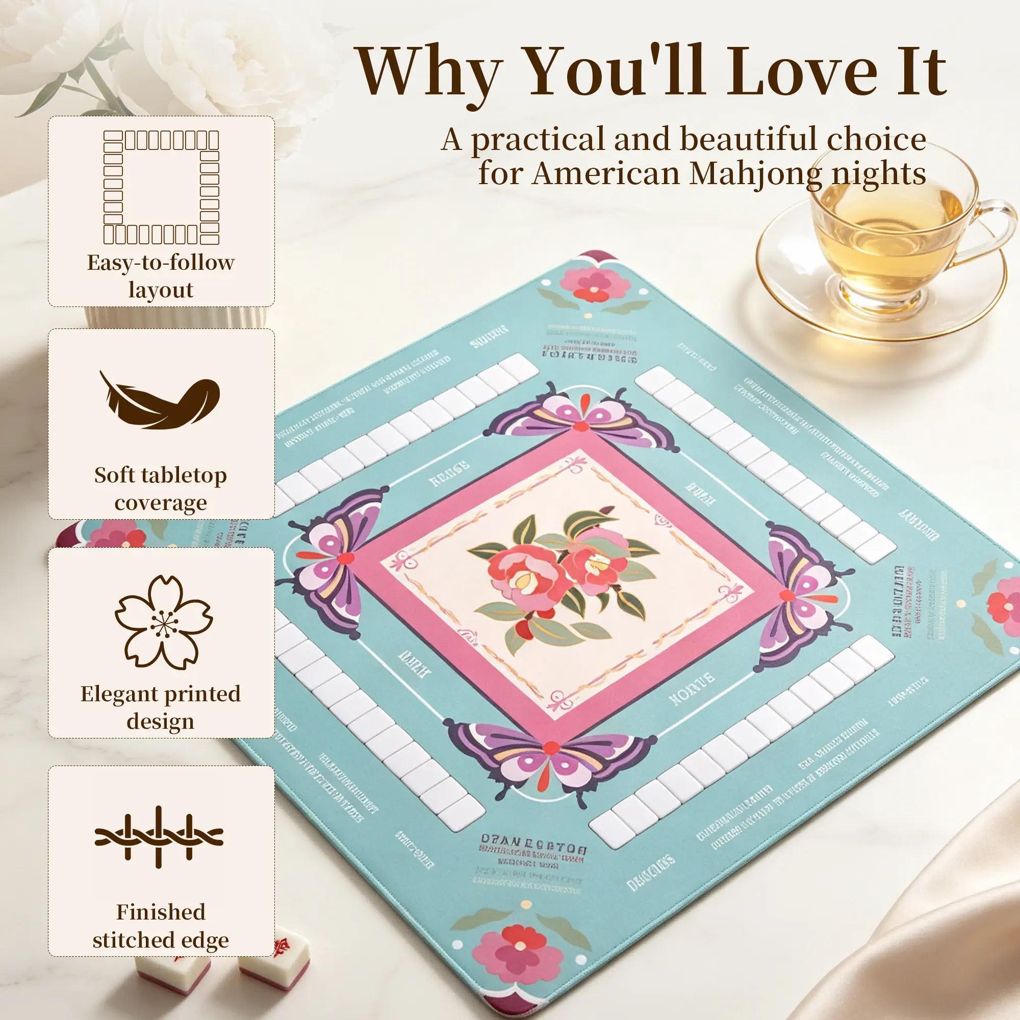 American Mahjong Table Mat 31.1 X Inch