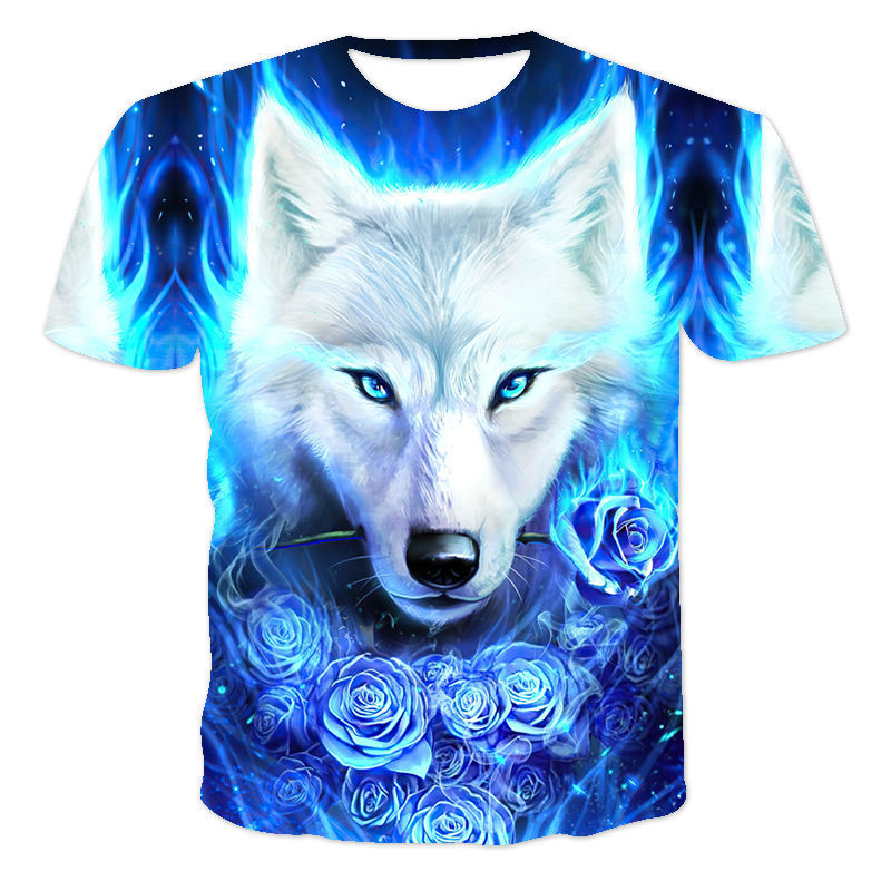 Title 5, Camiseta de manga corta con estampado de lobo e...