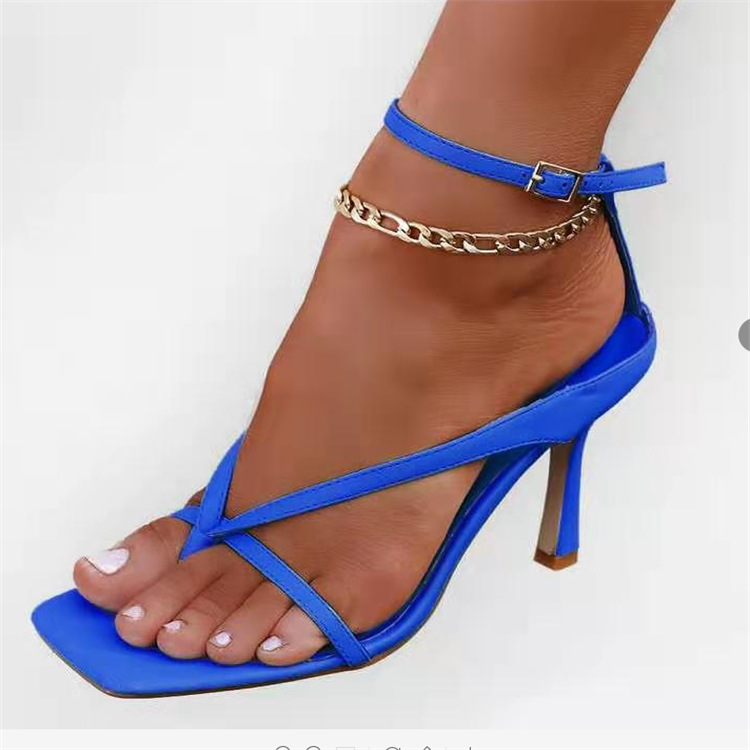 Ladies square toe high heel sandals