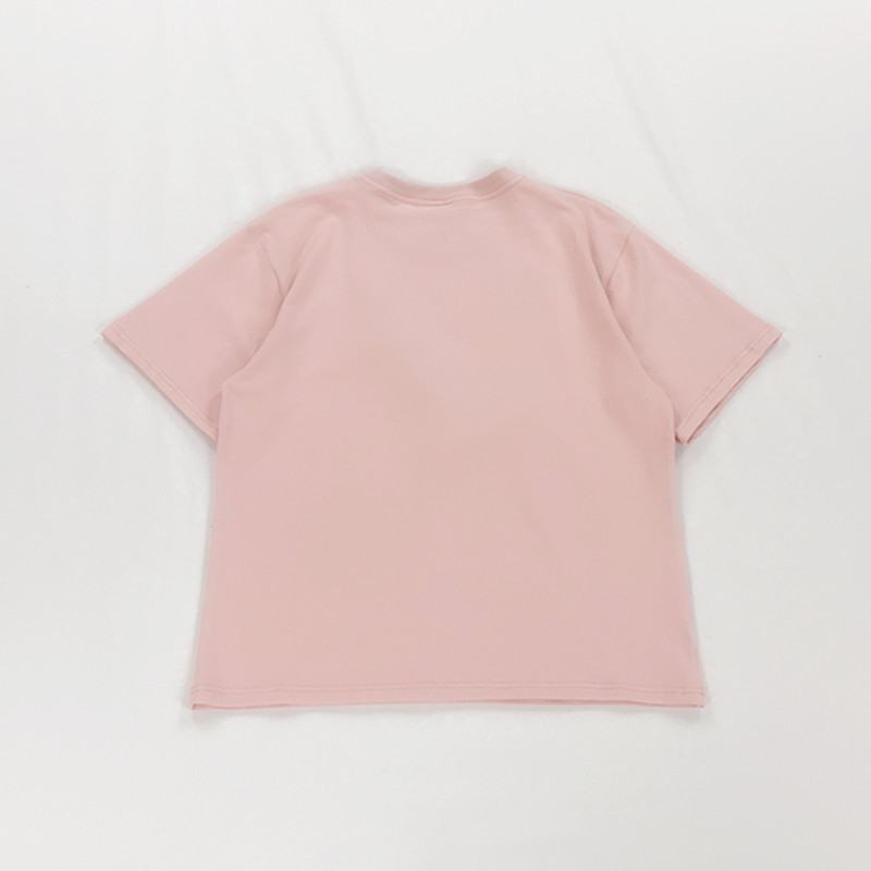 Love Bunny Print Lace Patchwork Short Sleeve T-Shirt