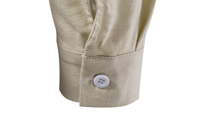 Men's Cotton Linen Shirts Long Sleeve Solid Color - 17