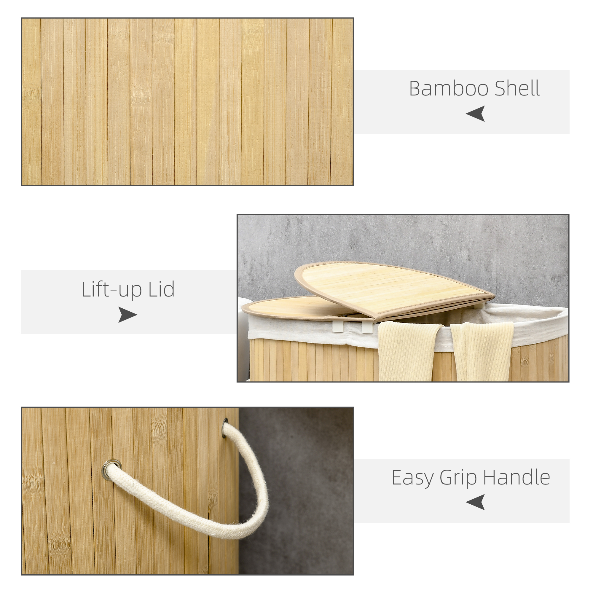 Bamboo Laundry Basket With Lid, 100 Liters, Double-layer Compartments — image 11