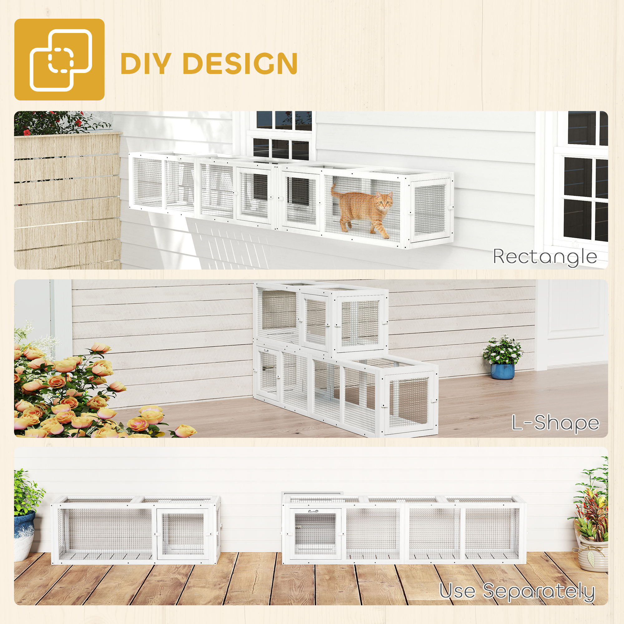 Wooden Cat Tunnel For Outdoor With Combinable Design