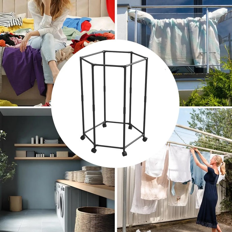 360 Degrees Rotating Rolling Garment Rack With Wheel Clothes Rail Stand Space — image 9