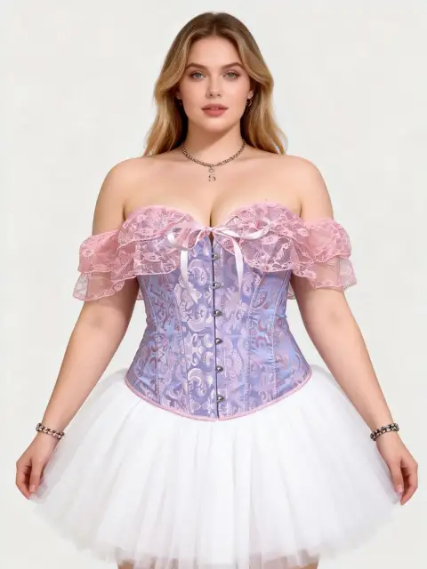 Court-style Lace Sexy Corset Dress with Boned Bodice