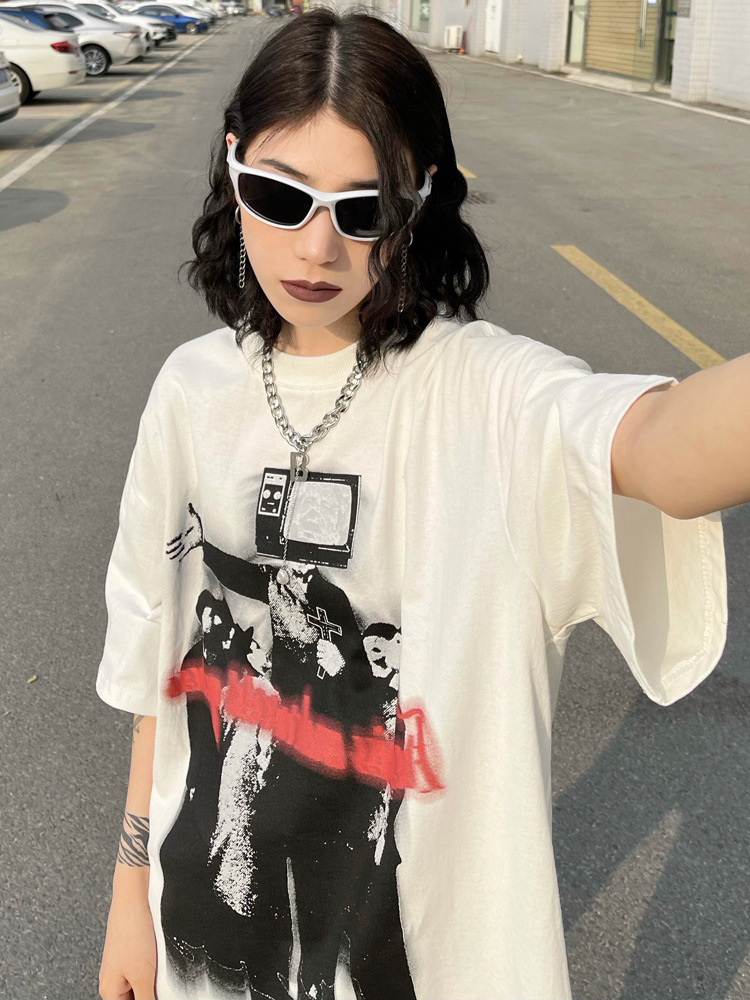 Women's Loose High Street Retro Short Sleeve Shirt