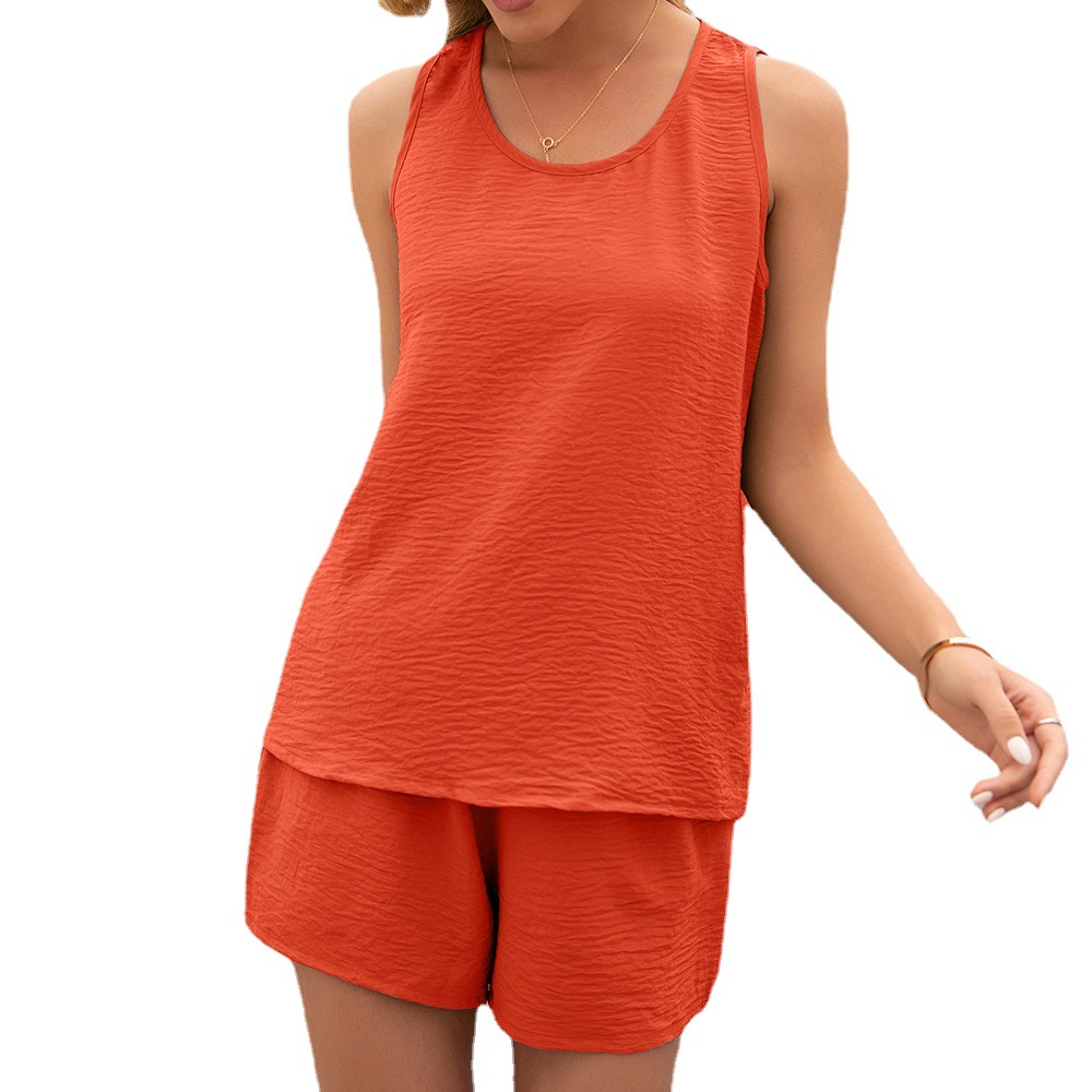 Summer New Women's Loose And Comfortable Camisole Round Neck Vest Shorts Suit