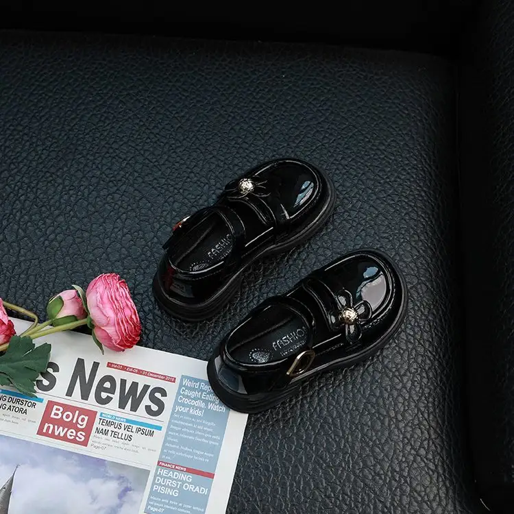 Princess Shoes, Children's Black Small Leather Shoes, Soft Soled Large Single Shoes, Trendy