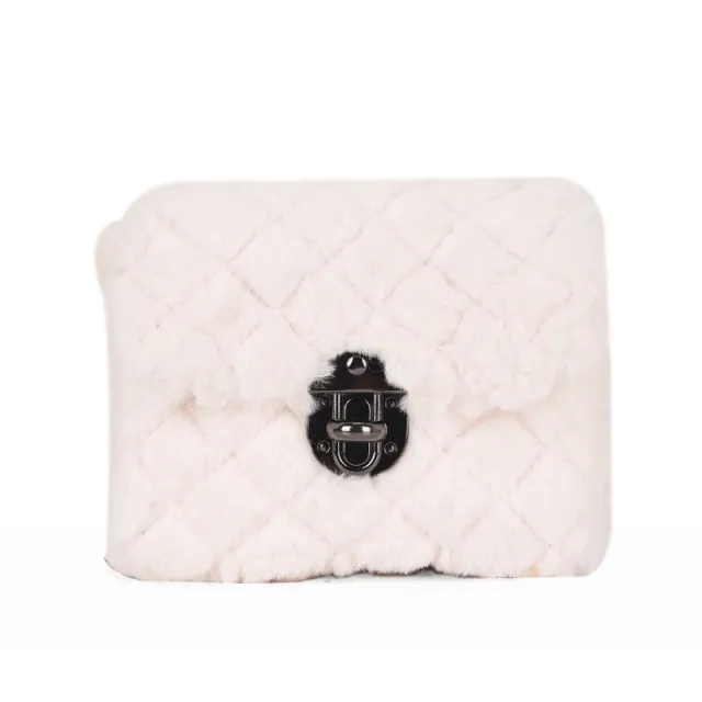 Lingge Rabbit Hair Women's New Versatile Chain One Shoulder Crossbody Bag White - Shop at LoveMi