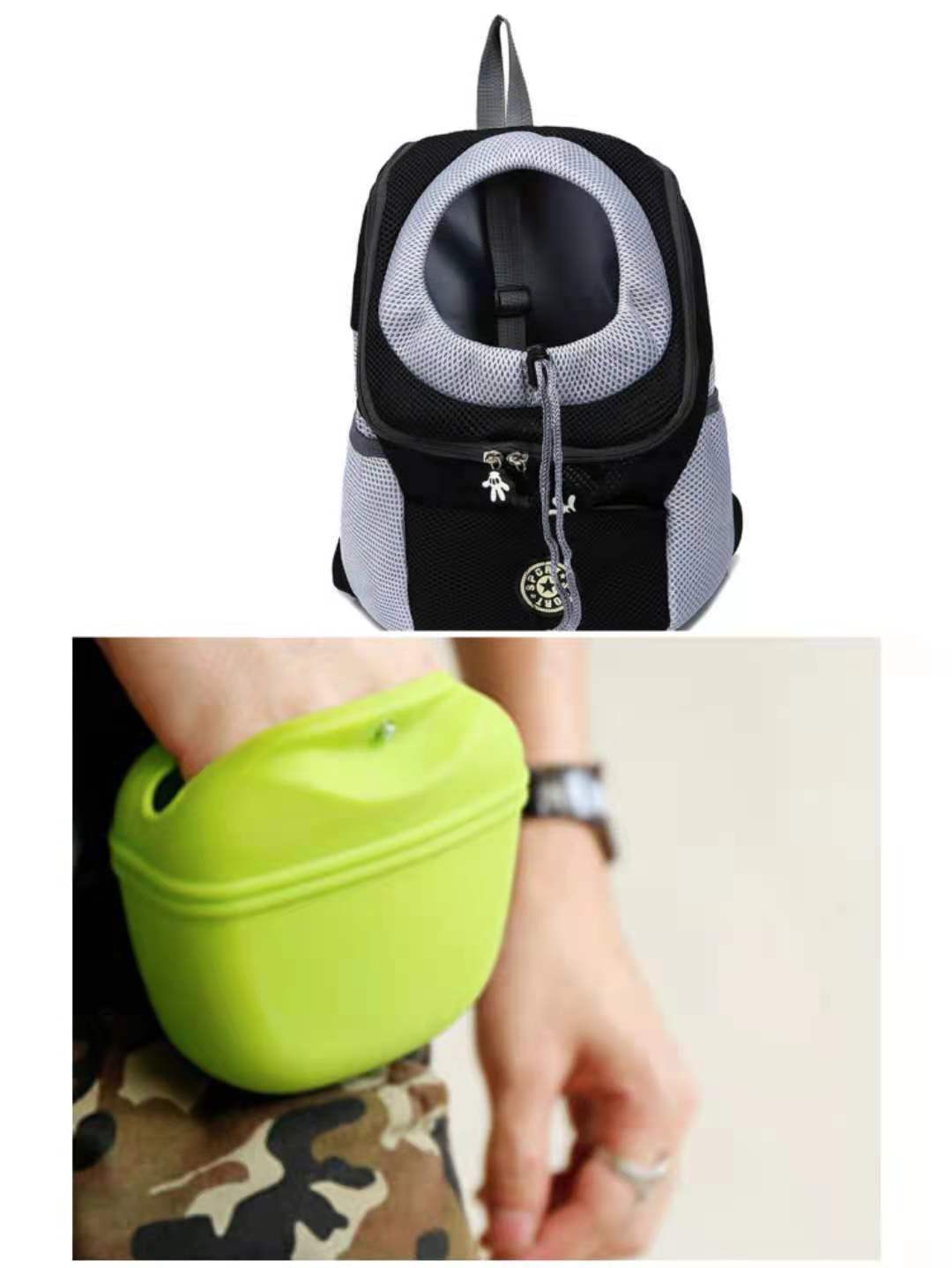 Green supplie and black bag l