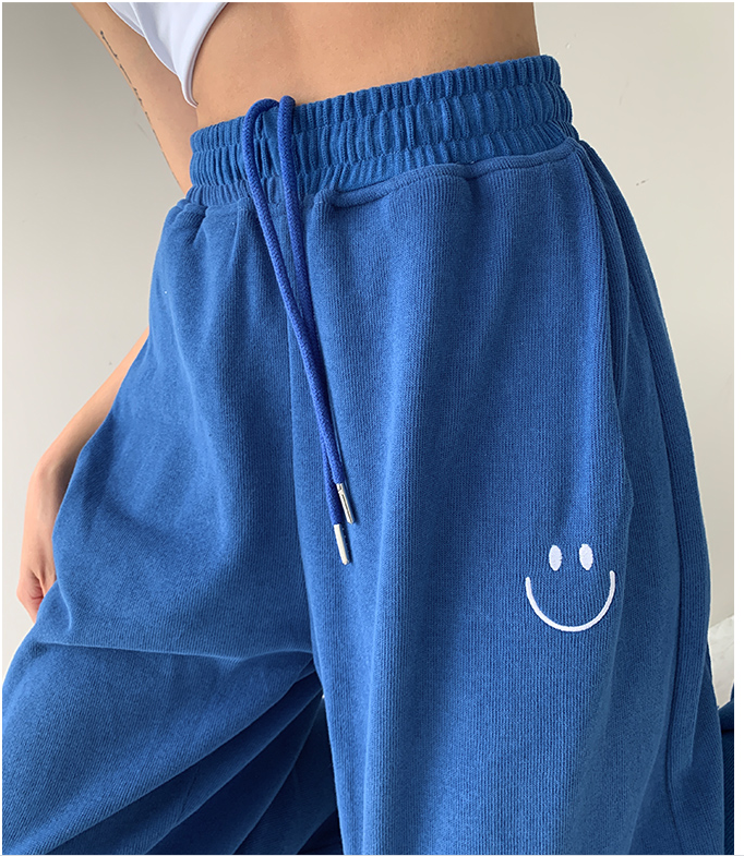 Title 7, Women Smiley Face Embroidered Loose Casual Trou...