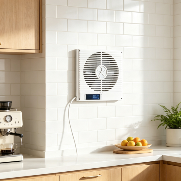 7.5-Inch 2-in-1 Through Wall Fan, 10-Speed With Remote & Two-Way Airflow, Quiet Room To Room Ventilation, For Kitchen, Living Room, Laundry & Workshop
