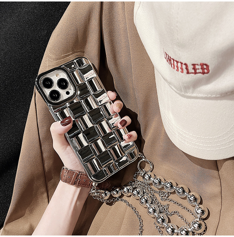 Electroplated Irregular Metal Chain Crossbody Phone Case