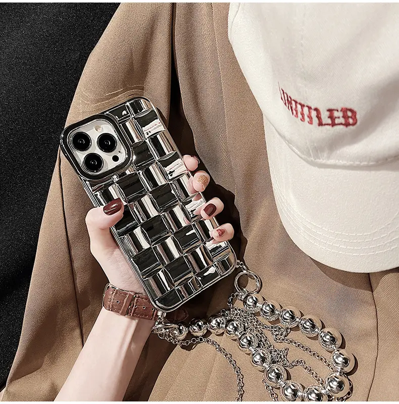 Electroplated Irregular Metal Chain Crossbody Phone Case