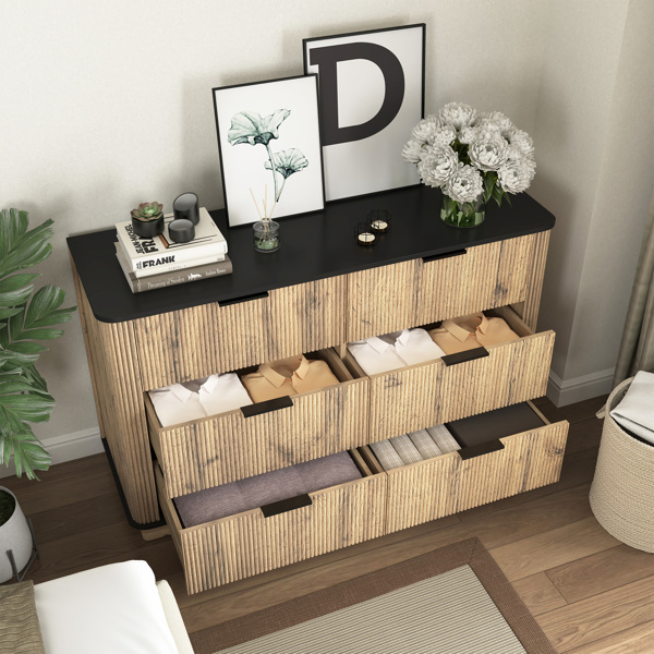 Modern Multi-functional Six-drawer MDF Cabinet,The perfect combination of rounded corners and multifunctional design, with Product Dimensions of 47.2*15.7*29.6 Inches. -22