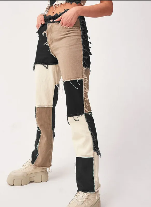 Wide Leg Jeans Women High Waist Sexy Fashion Stitching Black - Shop at LoveMi