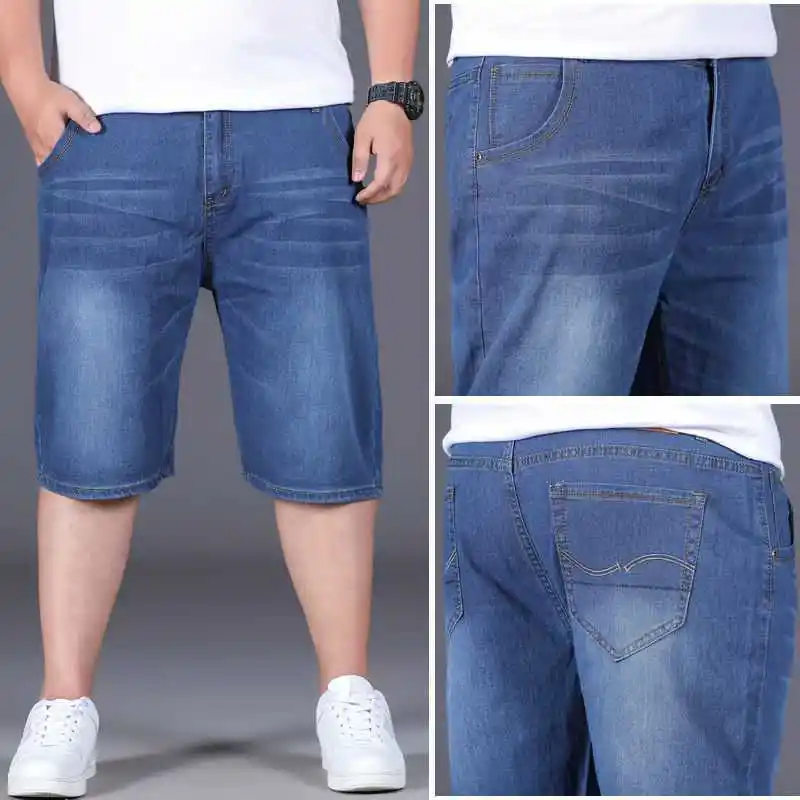 Large Stretch Men's Cropped Jeans Loose