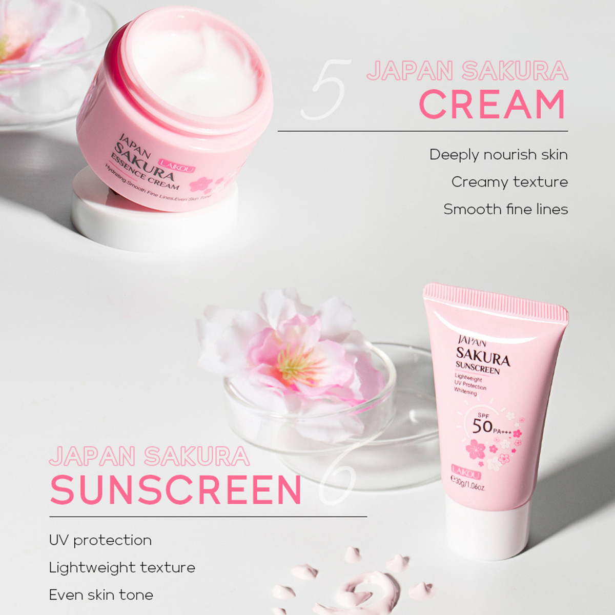 Japan Sakura Beauty Set for Women. Image of the product displayed in multiple variations.