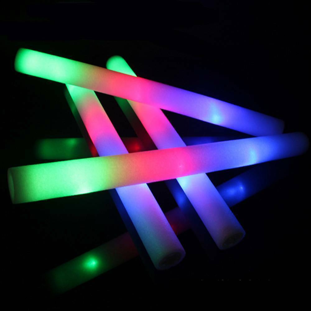 LED Foam Sticks Flashing MultiColor Glow In Dark White Batons Light Concert 18