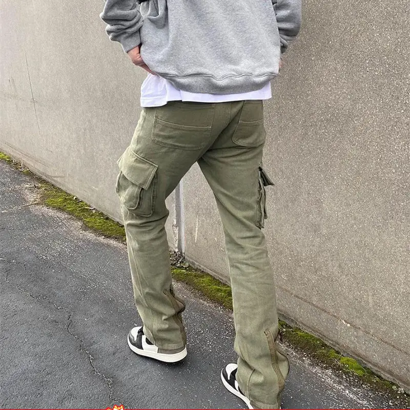 High Street Straight Micro Flared Pants Men's Casual Trousers