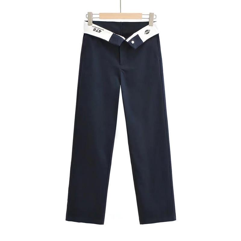 Title 3, Pantalon large femme taille retournée coupe amp...