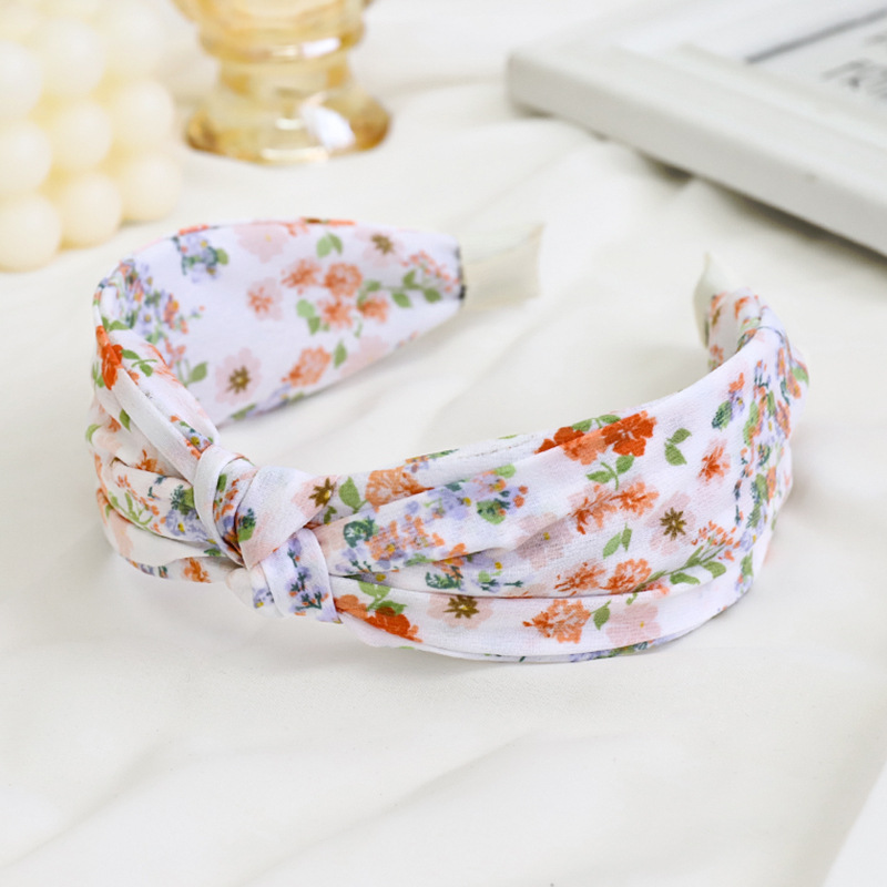 Fashion Printing Fabric Headwear Headband Trend Floral White - Shop at LoveMi