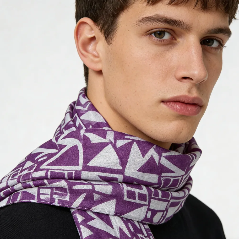 Purple Boho Square Scarf, Head Luxe Look