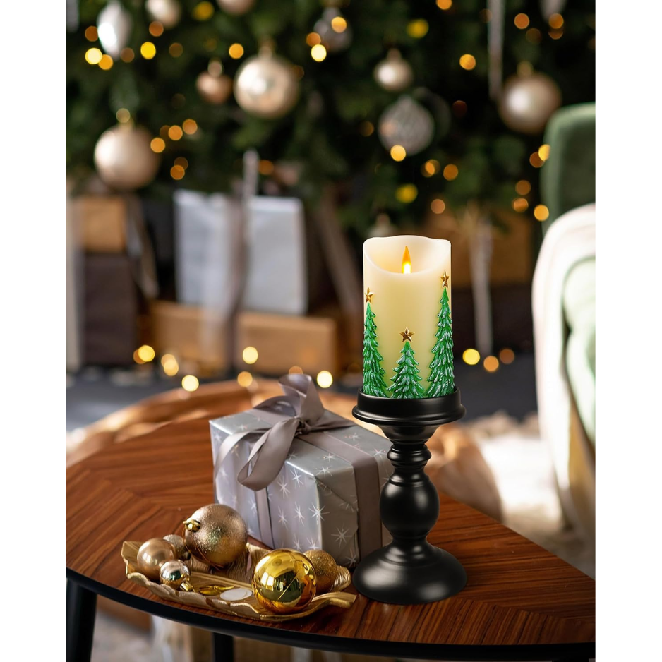 Christmas Tree Flameless Candles With Flickering Flame Battery Operated Candles With With Remote Control And Timer Real Wax Unscented Home H