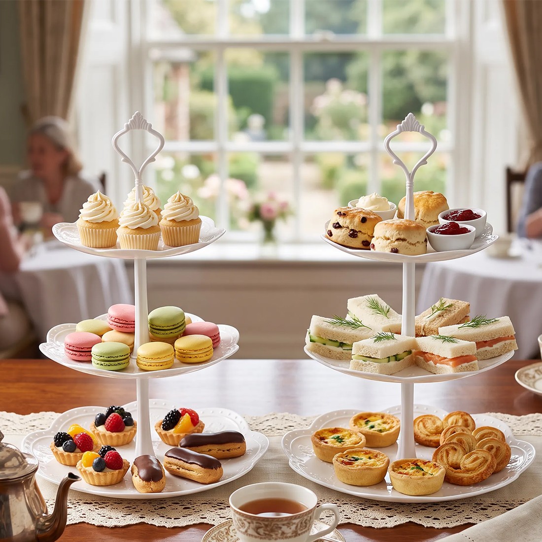 2PCS 3 Tier Cake Stand Afternoon Tea Wedding Plates Party