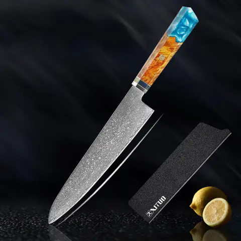 Kitchen Set Knife Damascus Steel Chef Santoku Japanese Tool