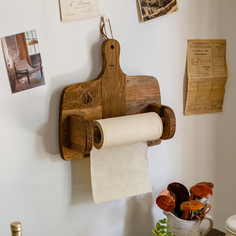 Title 4, Natural Old Wood Paper Roll Kitchen Tissue Holder