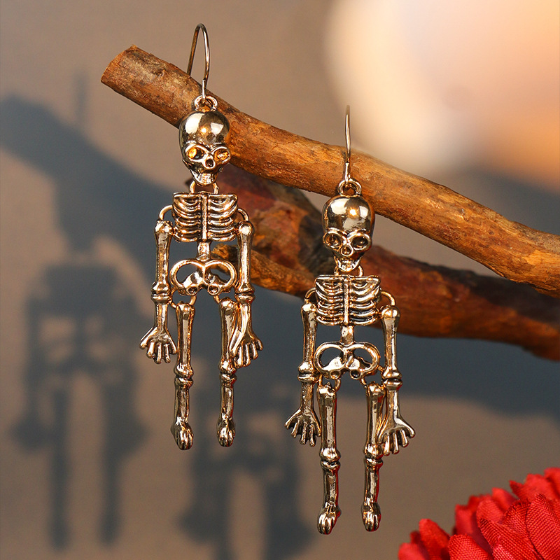 Earrings european and american skull exaggerated nightclub