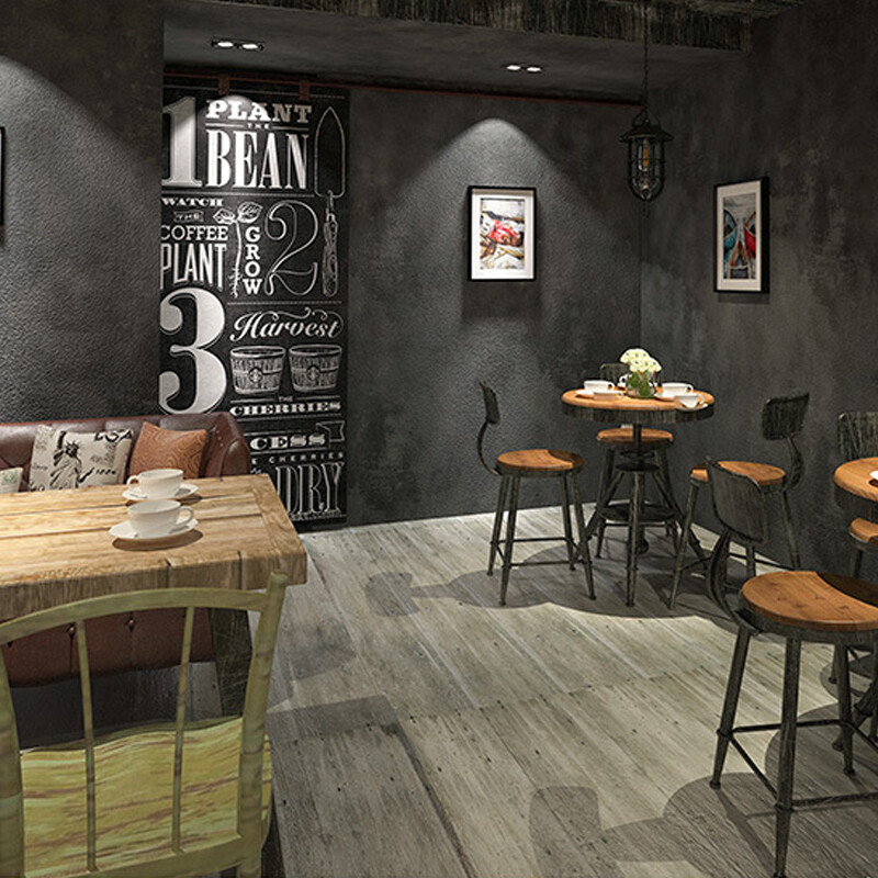Concrete Effect Plain Dark Grey Wallpaper For Living Room Industrial Style