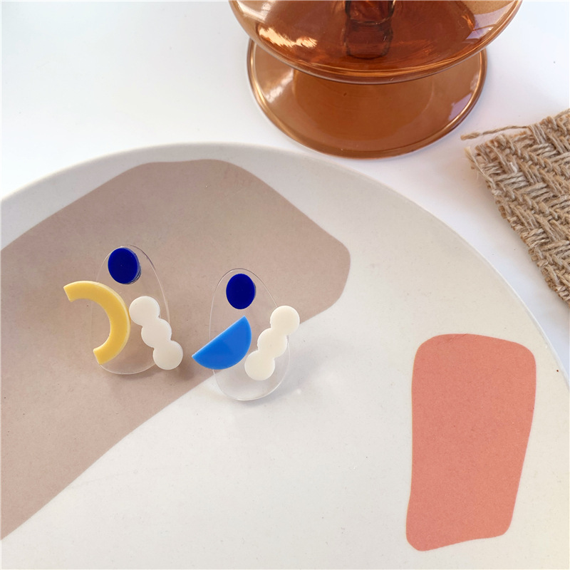 Acrylic Flower Asymmetric Geometric Earrings