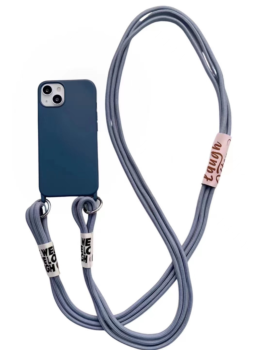 Coque de téléphone en silicone liquide avec longue lanière diagonale – rose – iPhone 11