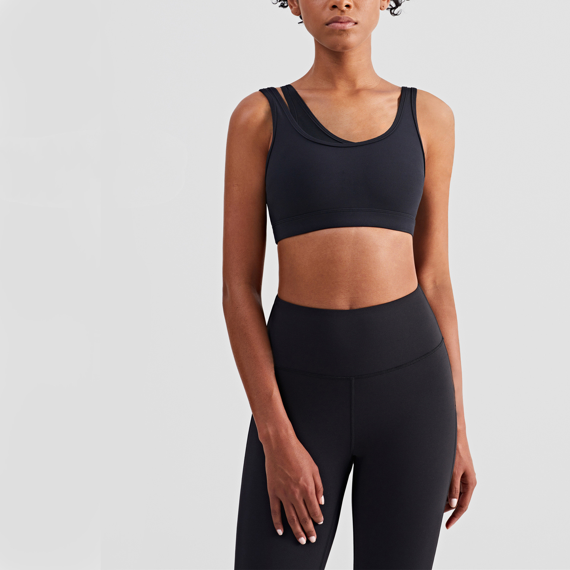 Title 6, Fake Two-piece Mesh Sports Bra