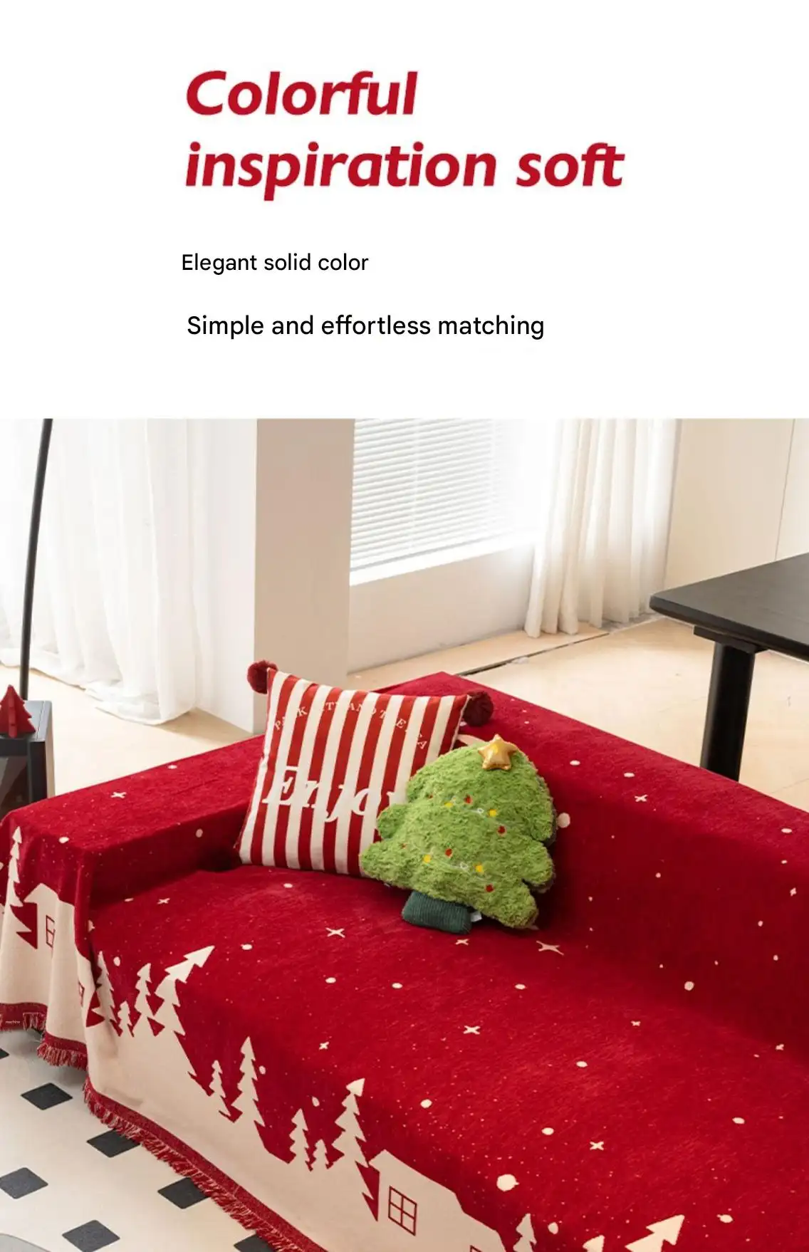 New Year & Christmas Sofa Cover - Full-Coverage Throw For All Seasons Universal Anti-Slip Seat Cushion & Sofa Cover