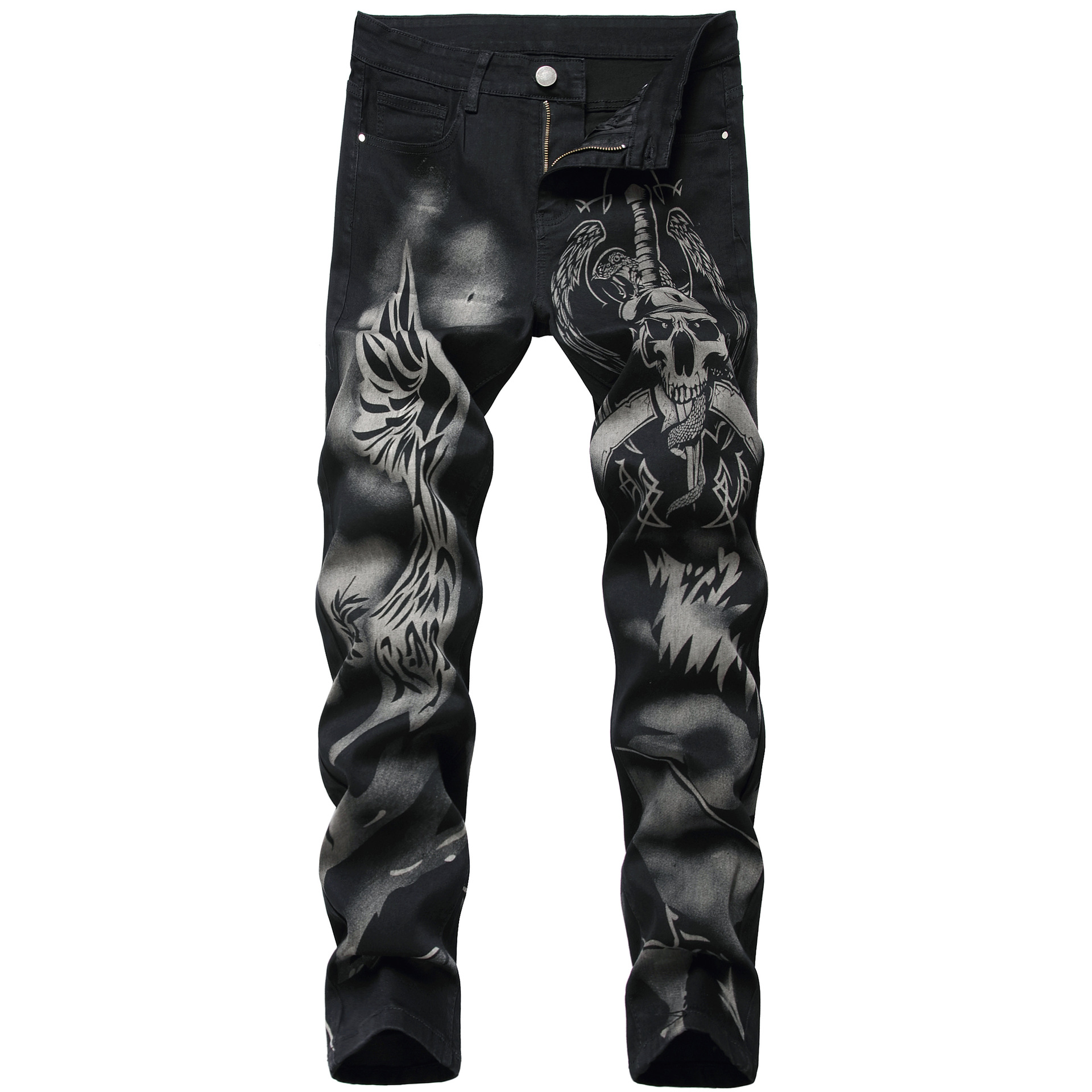 Title 5, Calças Jeans Masculinas Stretch Slim Fit Pretas...