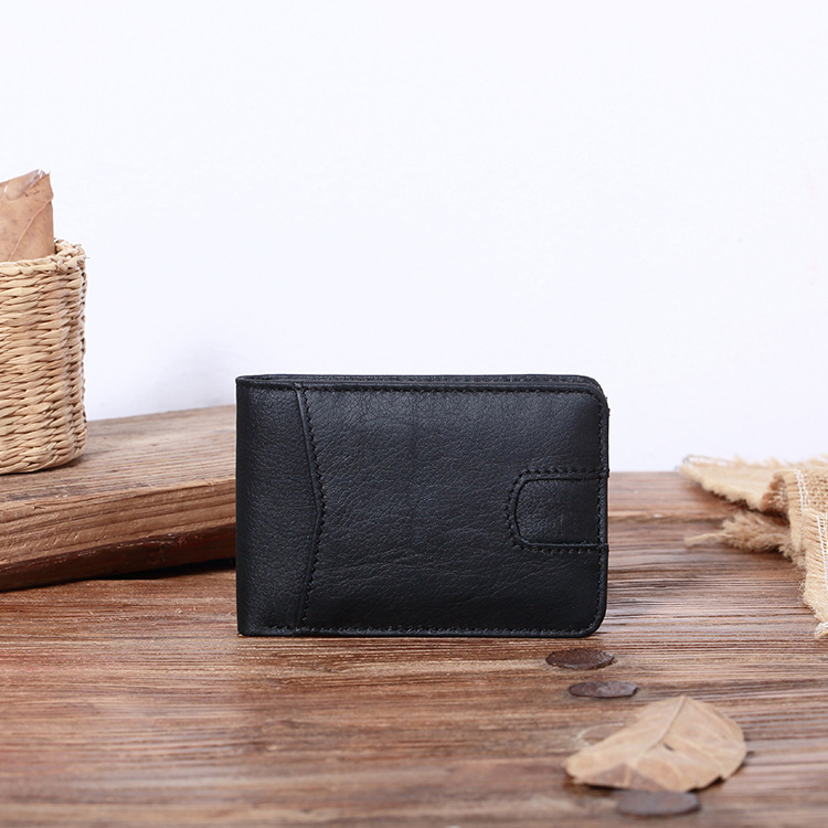 Men's Short Leather Oil Wax Wallet Card Holder