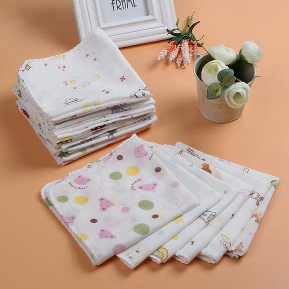 10 X Baby Gauze Muslin Square Newborn Cotton Bath Wash Soft Handkerchief 6