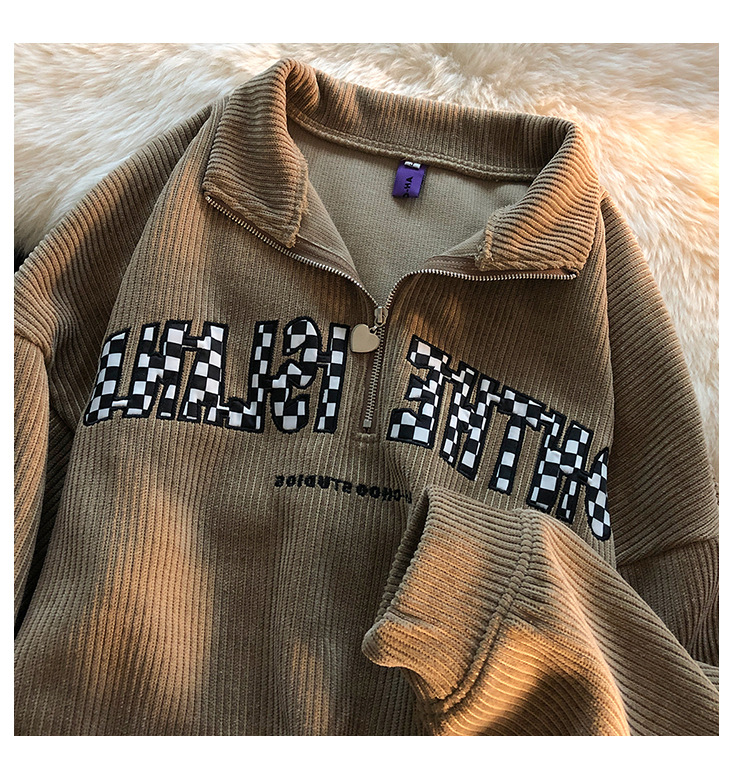 Corduroy Lapel Hoodie Coat For Men And Women