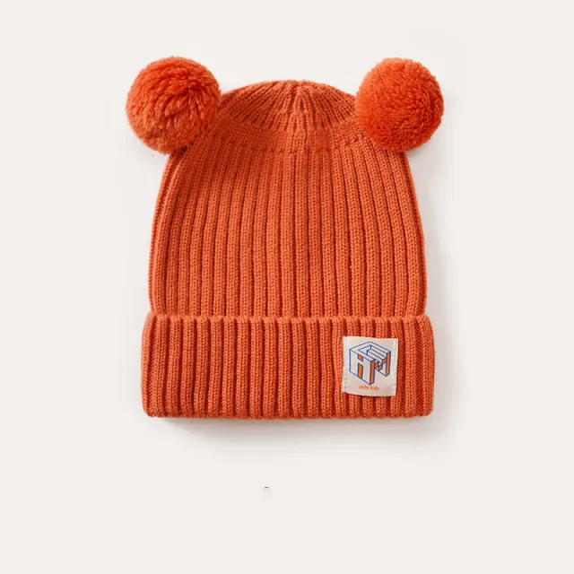 Baby Hat Winter Girls New Boys Autumn And Winter Knitted Wool Children's Warm Wool Hat Orange - Shop at LoveMi