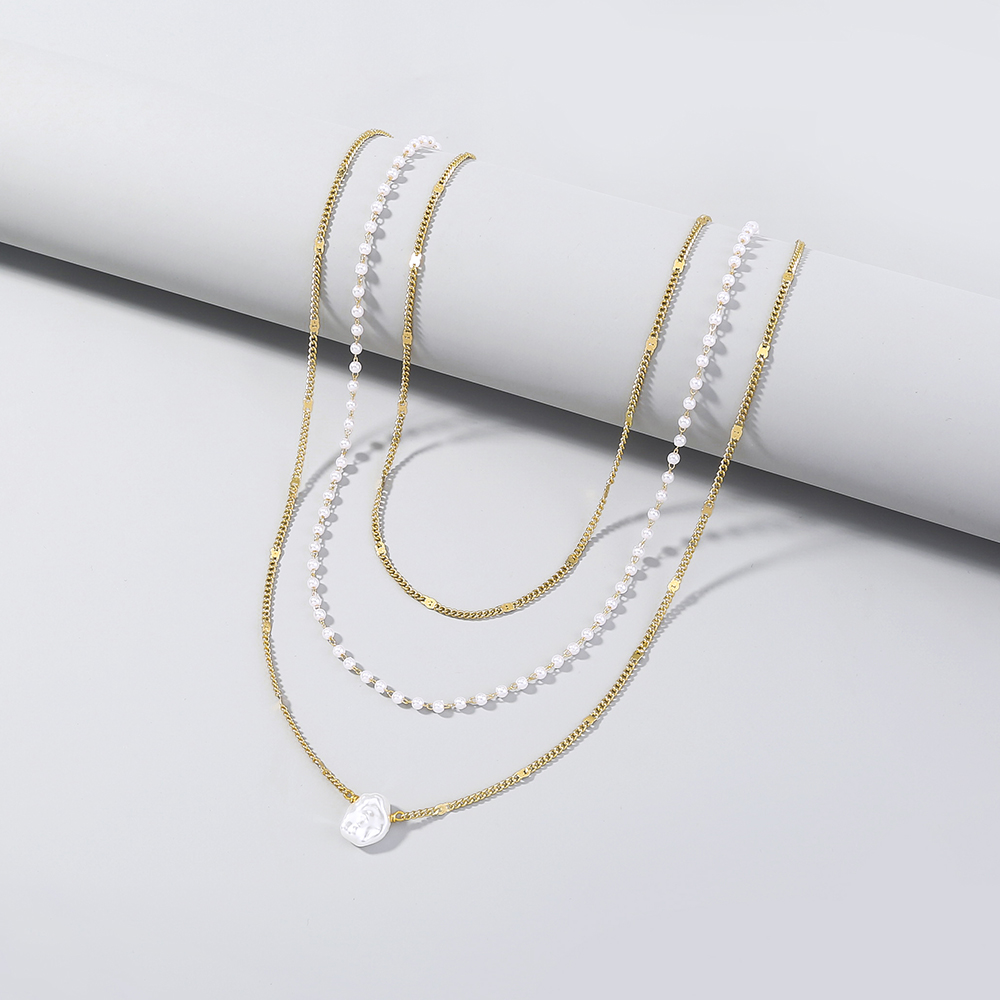 Small Design Sense Multi-layer Necklace Woman Simple Pearl Clavicle Chain