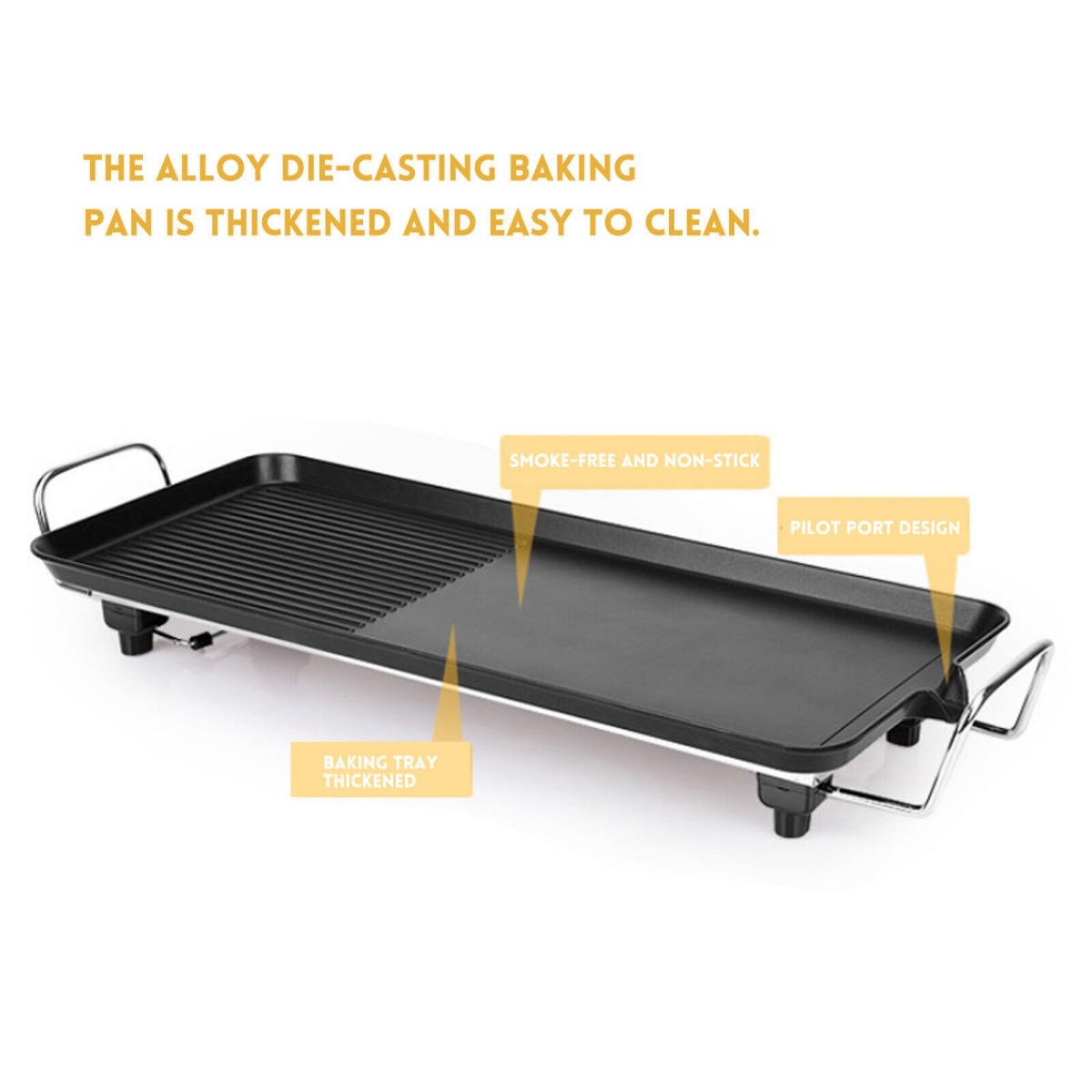 Large Teppanyaki Grill Table Electric Hot Plate Bbq Griddle Camping 1500W - photo 12