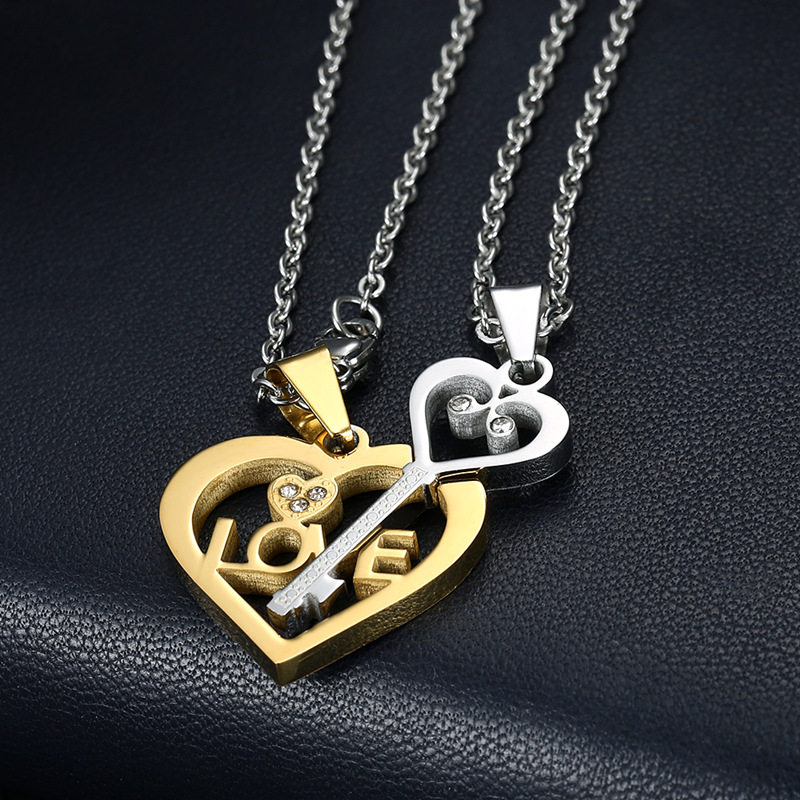 Pendant Love Puzzle Key Couple Necklace