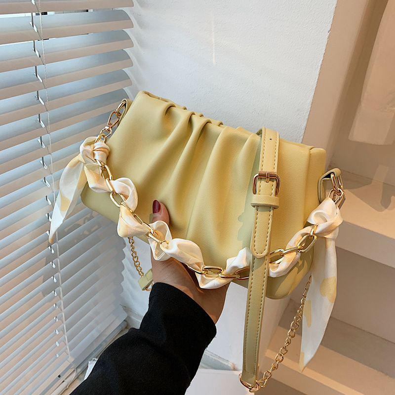 Trendy All-match Niche Design Fold Chain Messenger Small Square Bag