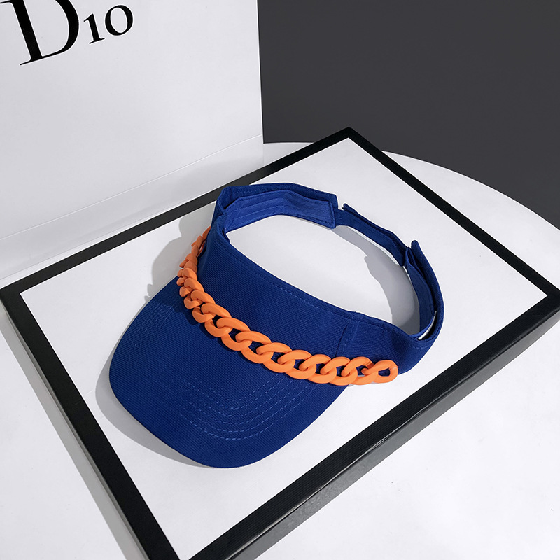 CAPHat Female Net Red Color Chain Empty Top Hat Summer Sunshade Blue - Shop at LoveMi