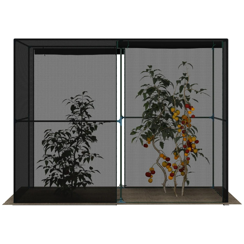Crop Cage, Plant Protection Tent With Zippered Doors For Vegetable Garden, Backyard, Black