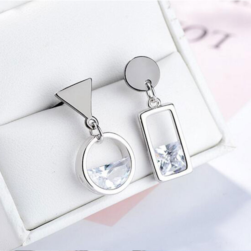 Female Korean Style Simple Zircon Personalized Earrings Literary Small Earrings