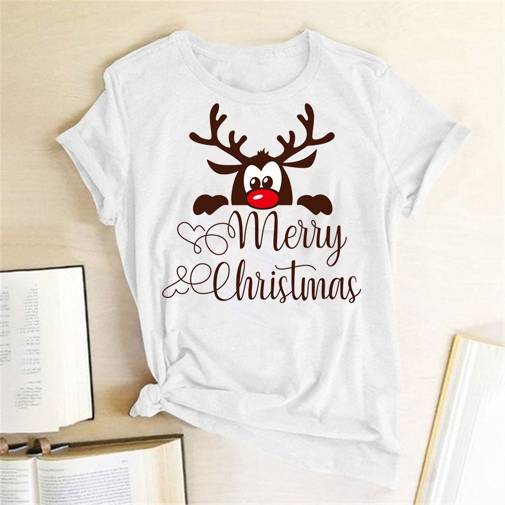 Title 8, Ladies Fashion Elk Print T Shirt Short Sleeve